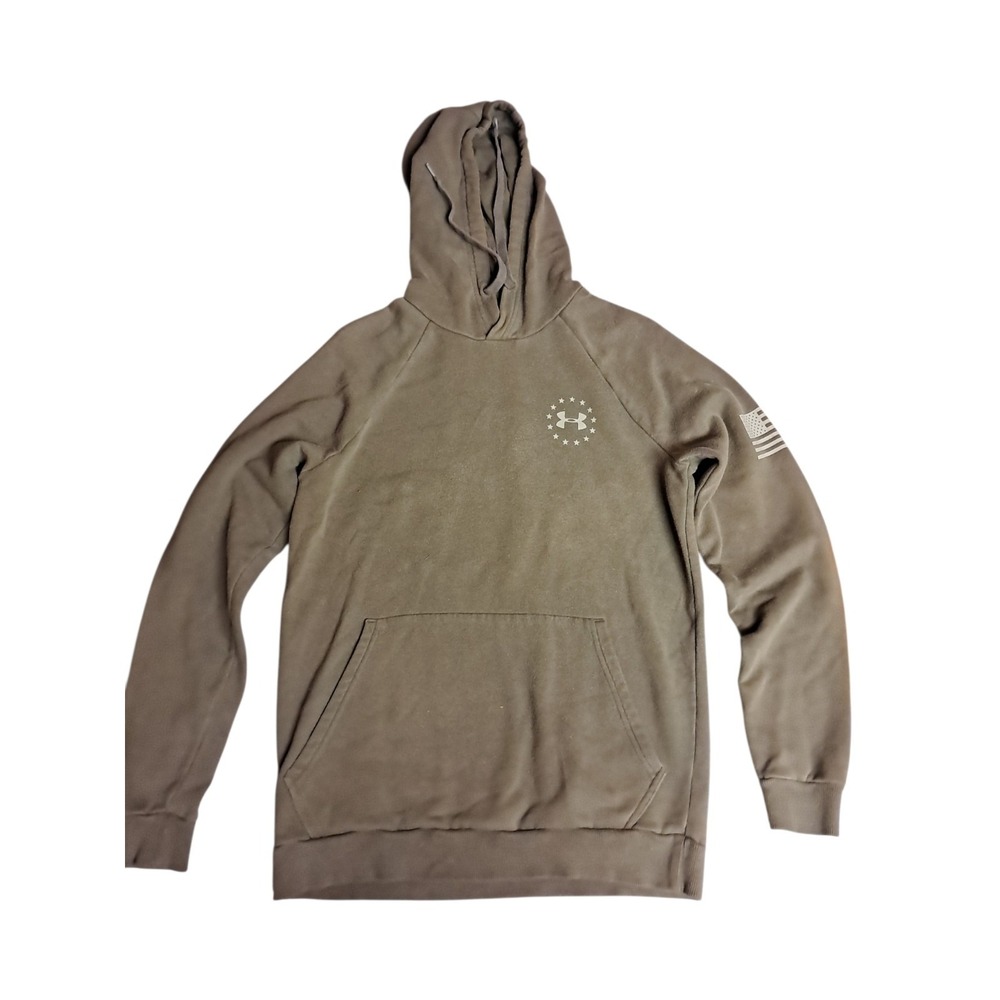 Under Armour Hoodie Mens S Olive Freedom Flag Graphic Pullover Sweatshirt Loose